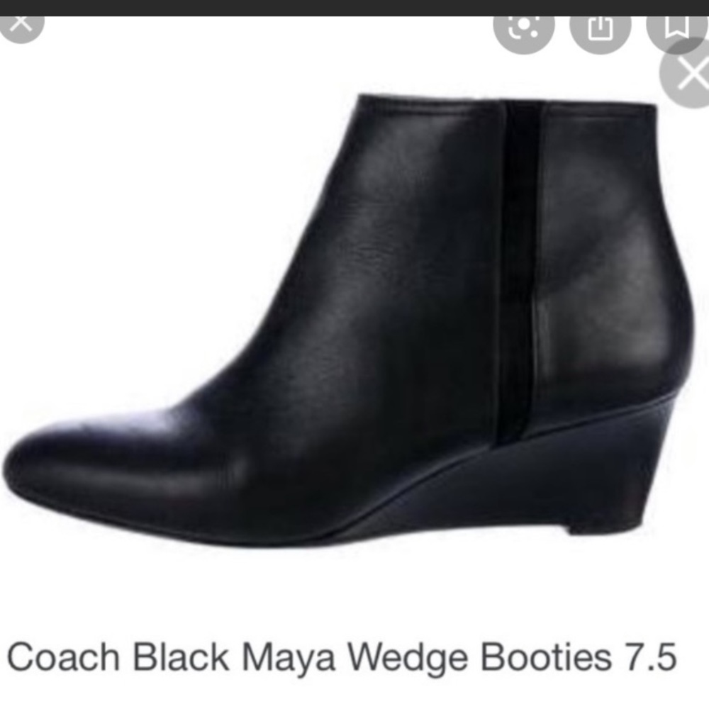 Coach Maya Black Leather Booties 7.5